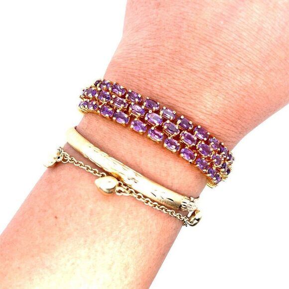 3-Rows Amethysts Bracelet - Picture 7 of 7